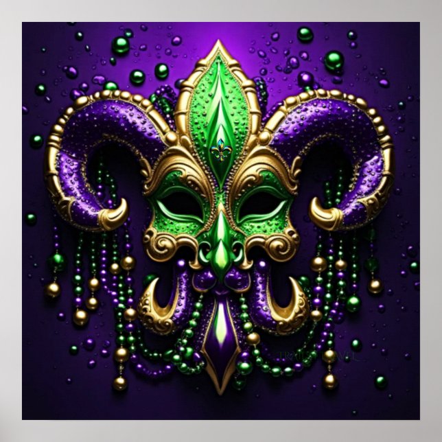 Poster Mardi Gras Fleur De Lis Design 2024 (Devant)