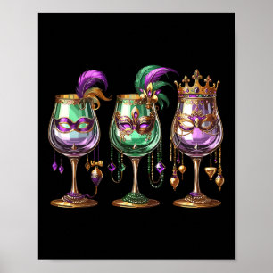 Poster Mardi Gras Gl Du Vin Drôle Boisson Festival