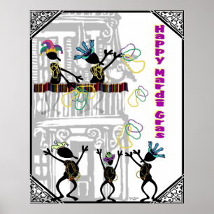 Poster Mardi gras heureux--Scène de balcon