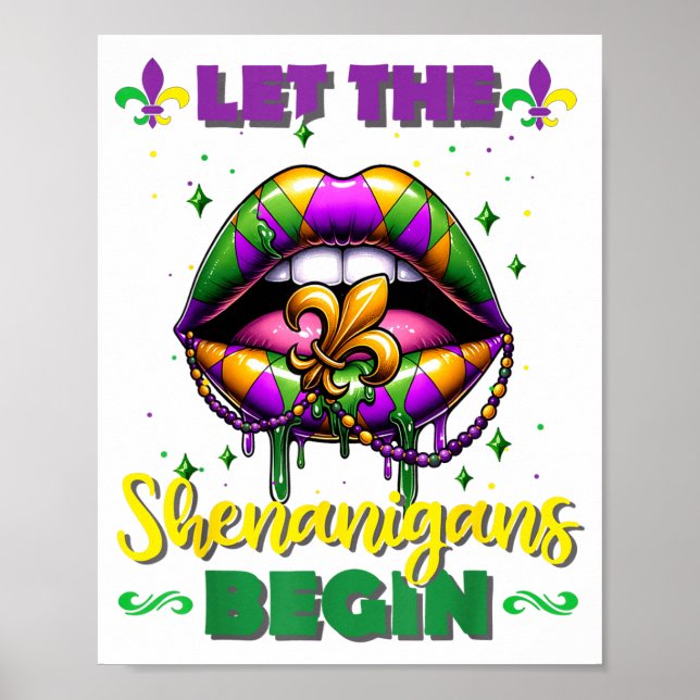 Poster Mardi Gras Let The Shenanigans Begin Lips Kids Men (Devant)
