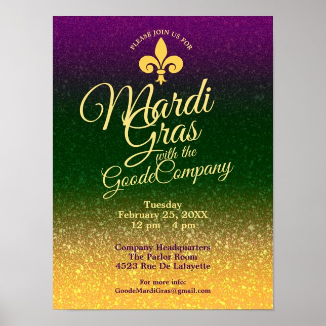 Poster Mardi Gras Mardi Mardi Mardi Gras | Grande salle d (Devant)
