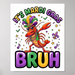 Poster Mardi gras mec écrevisses drôle dab carnaval garço