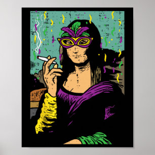 Poster Mardi Gras Mona Lisa Fumer Weed Stoner Cadeau