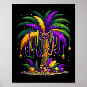 Poster Mardi Gras Palm Tree Hawaiian Tropical Party Men W