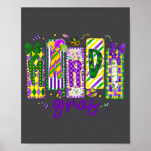 Poster Mardi Gras Préparatoire Fleur De Lis Carnaval Corr