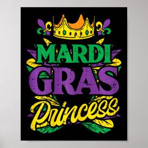 Poster Mardi Gras Princess Funny Mardi Gras Carnaval Femm