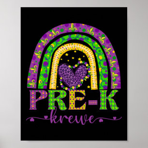 Poster Mardi Gras Professeur Pré-k Krewe Rainbow Leopard 