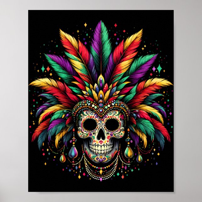 Poster Mardi Gras Skull Witch Doctor New Orleans Men Wome (Devant)