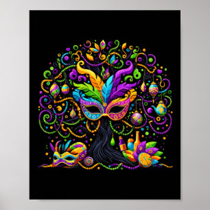 Poster Mardi Gras Tree Beads New Orleans 2025 Festival Be