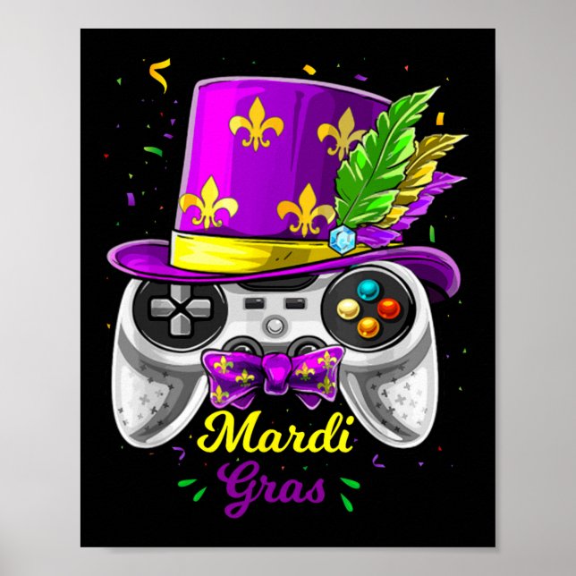 Poster Mardi Gras Video Game Controller Jester Mask Costu (Devant)