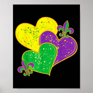 Poster Mardi Gras Vintage 2025 Cœurs Mignons Saint-Valent