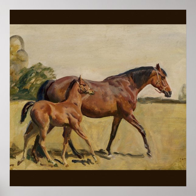Poster Mare et poulain par Munnings (Devant)