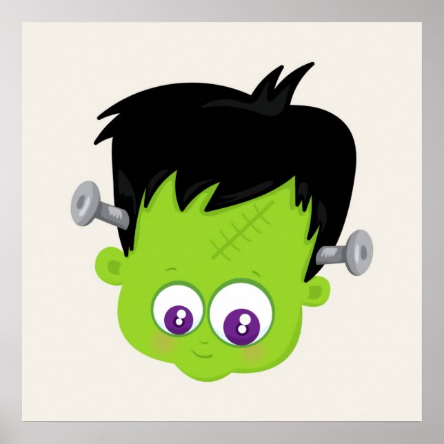 Poster Mare Green Frankenstein Monster face Halloween (Devant)