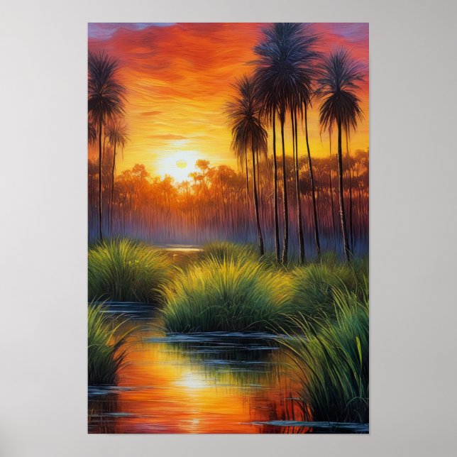 Poster Marécage calme à Twilight (Devant)