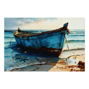 Poster "Marées tranquilles". Paysage marin coloré et repo