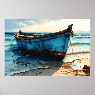 Poster "Marées tranquilles". Paysage marin coloré et repo