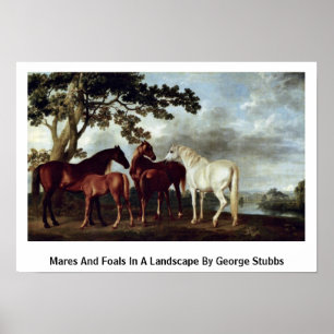 Poster Mares Et Folies Dans Un Paysage De George Stubbs