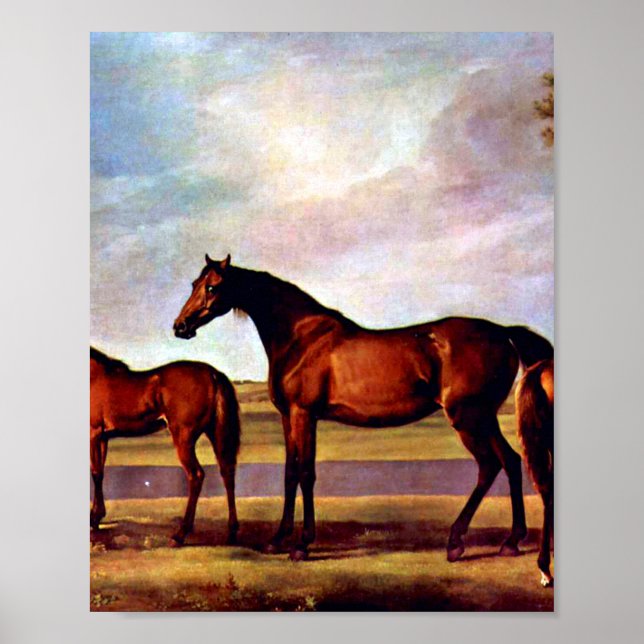 Poster Mares et poulains de George Stubbs (Devant)