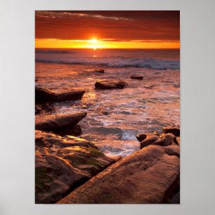 Poster Mares résiduelles au coucher du soleil, Californie