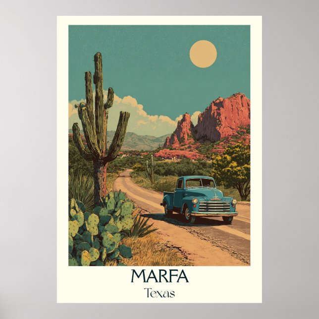 Poster Marfa Texas Desert Vista Art (Devant)