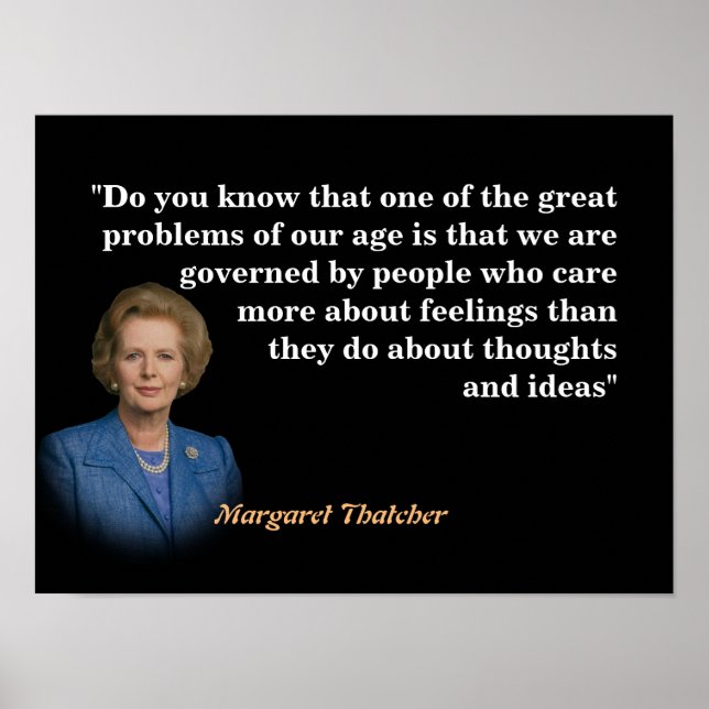 Poster Margaret Thatcher Cite Sur Les Pensées Et Les Idée (Devant)
