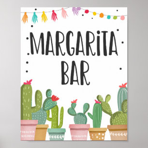 Poster Margaritas Bar Boissons Cactus Fiesta Panneau de t
