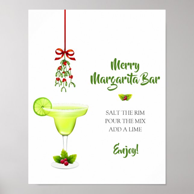 Poster Margaritas et Mistletoe Christmas Welcome Bar (Devant)
