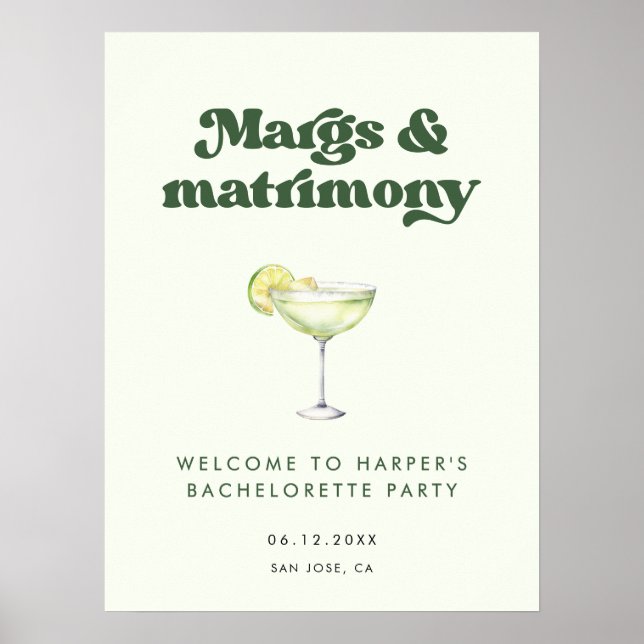 Poster Marges et mariage Bachelorette Party Bienvenue (Devant)