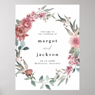 Poster MARGOT Rustic Dusty Rose Blush Mariage Bienvenue