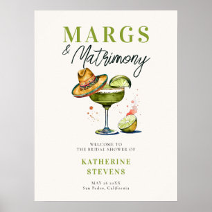 Poster Margs Mariage Sombrero Fête des mariées Bienvenue
