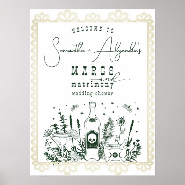 Poster Margs Matrimony Crâne Fiesta Couple Douche Bienven (Devant)