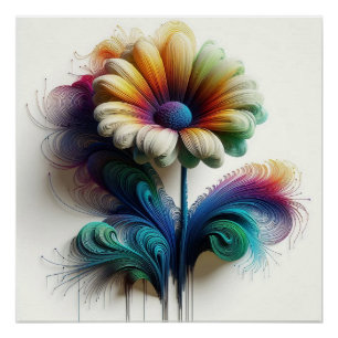 Poster Marguerites Abstraites dans les ondes électromagné