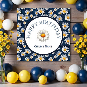 Poster Marguerites sur un Anniversaire en Denim Bleu