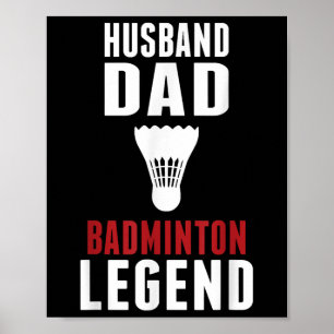 Poster Mari Badminton Drôle Sportif Mari Papa Amateur de