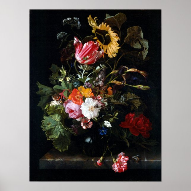 Poster Maria van Oosterwyck Bouquet de fleurs dans un vas (Devant)