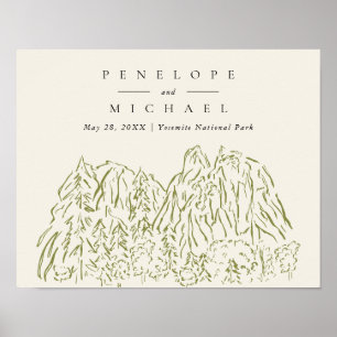 Poster Mariage à la montagne du parc national de Yosemite