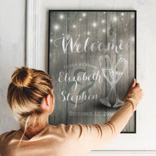 Poster Mariage Accueil Réception Signal Champagne Verres (Créateur téléchargé)