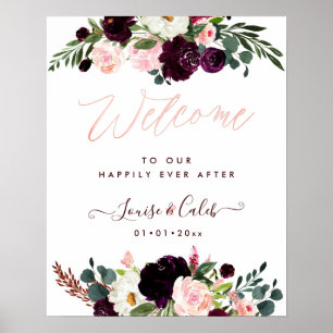 Poster Mariage ACCUEIL RUSTIQUE DE FLEURS D'EAU EN COULEU