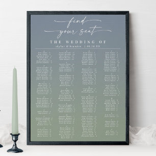 Poster Mariage Alphabétique Bleu et Vert