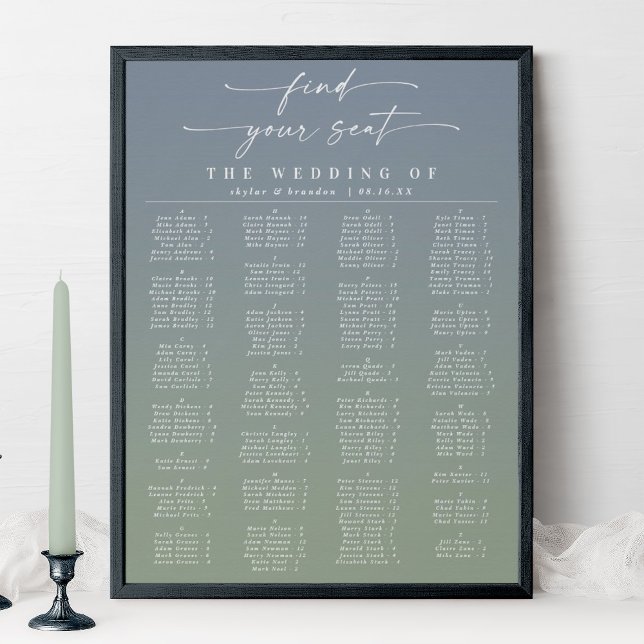Poster Mariage Alphabétique Bleu et Vert (Créateur téléchargé)
