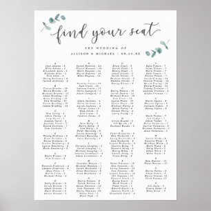 Poster Mariage Alphabétique Eucalyptus