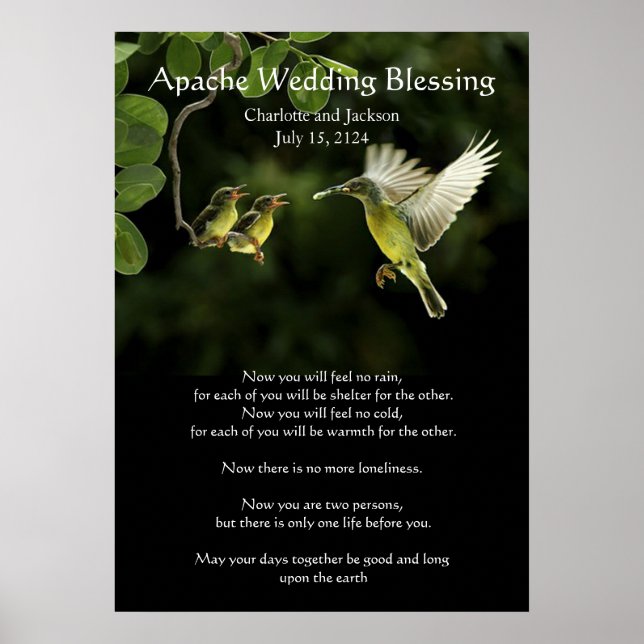 Poster Mariage Apache Bénédiction Hummingbird nourrissant (Devant)