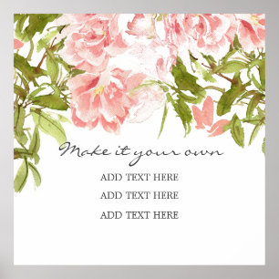 Poster Mariage Aquarelle délicate Pink Peonies
