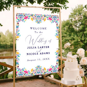 Poster Mariage arc-en-ciel de style vibrant fiesta mexica