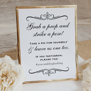 Poster Mariage avec cabine photo Vintage Flourish