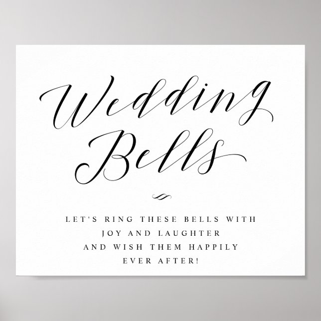 Poster Mariage Bells Envoyer Désactiver Calligraphie Mari (Devant)