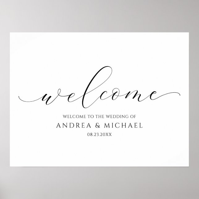 Poster Mariage Bienvenue Luxe Calligraphie Typographie (Devant)