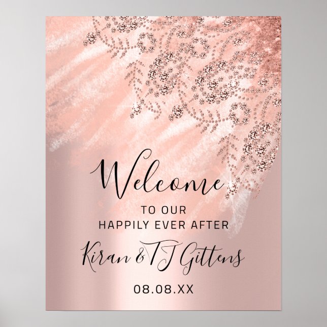 Poster Mariage  Bienvenue Rose robe Royal Sweet 16e (Devant)