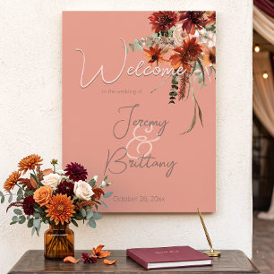 Poster Mariage Bohème Automne Fleurs de Pêche Rouille Neu