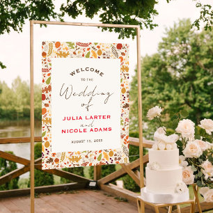 Poster Mariage Bohème Fleurs Séchées Rustique Automne